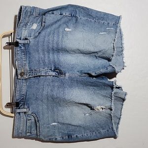 LANE BRYANT Flex Magic Waistband Distressed Jean Shorts 22